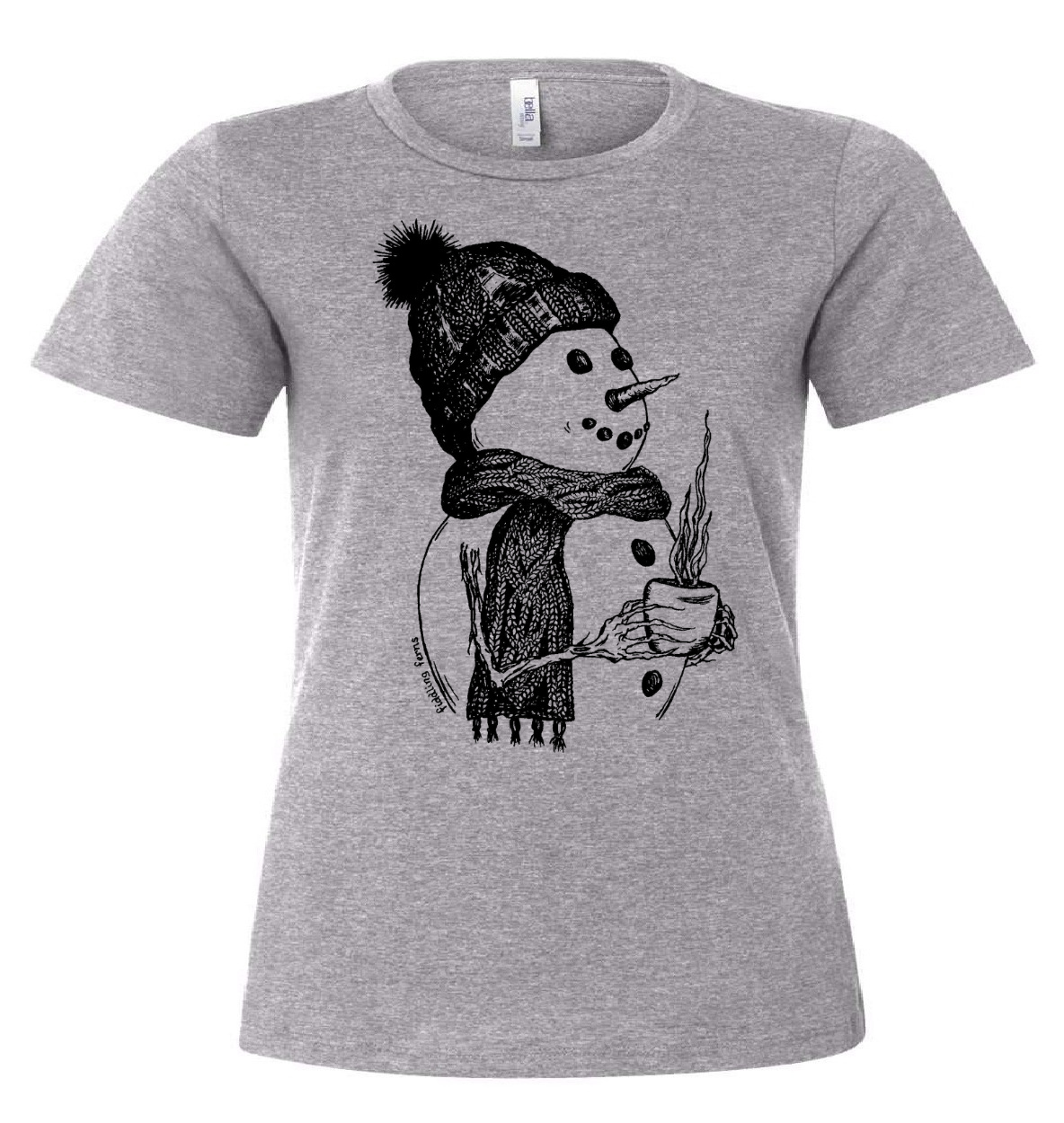Snowman Drinking Coffee Ladies Loose Fit T Shirt