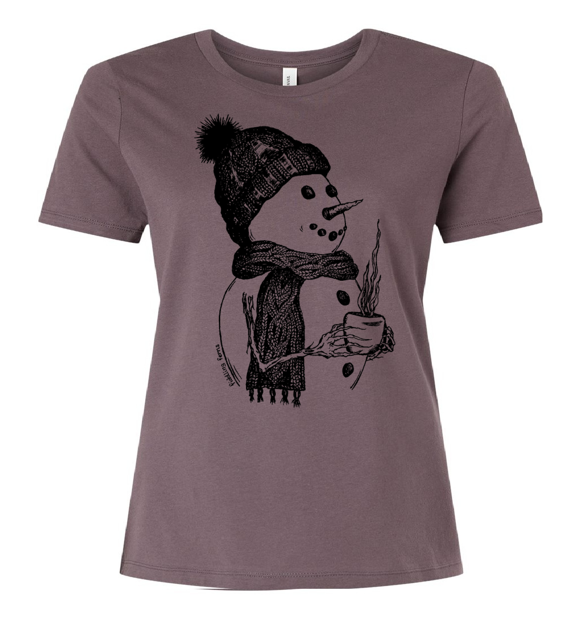 Snowman Drinking Coffee Ladies Loose Fit T Shirt