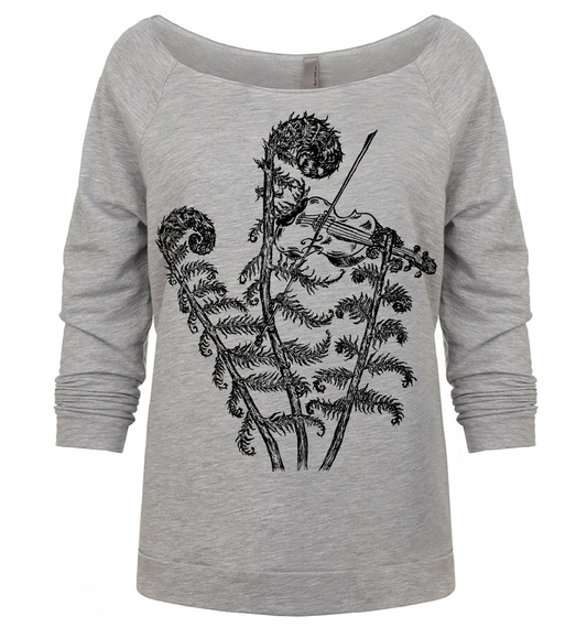 Fiddleheads Playing the Fiddle Ladies 3/4 Sleeve Boatneck Shirt
