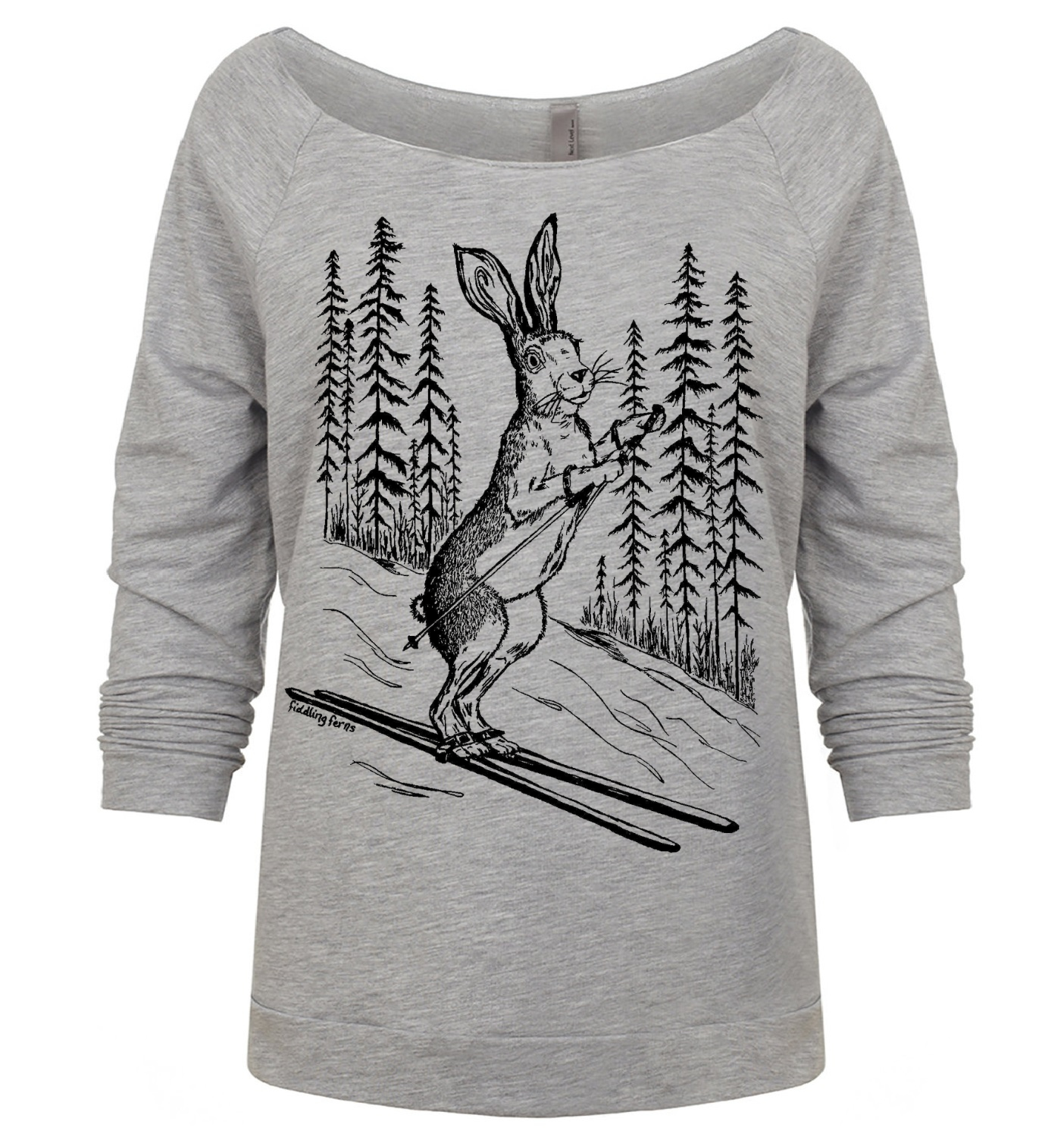 Ski Bunny Ladies 3/4 Sleeve Boatneck Shirt