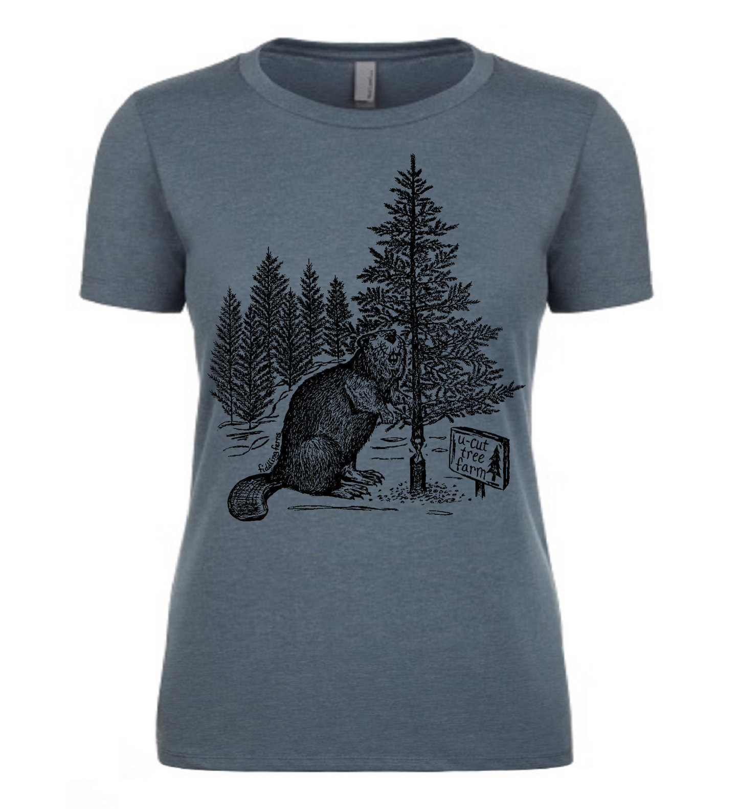 Beaver at a U Cut Tree Farm Ladies T Shirt