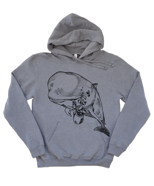 Pilot Whale with a Pipe Unisex Fleece Hoodie