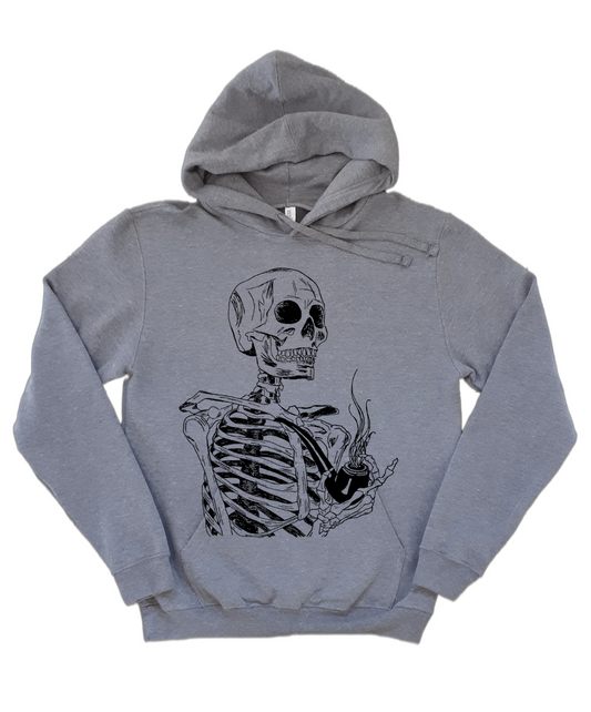 Skeleton Smoking a Pipe Unisex Fleece Hoodie