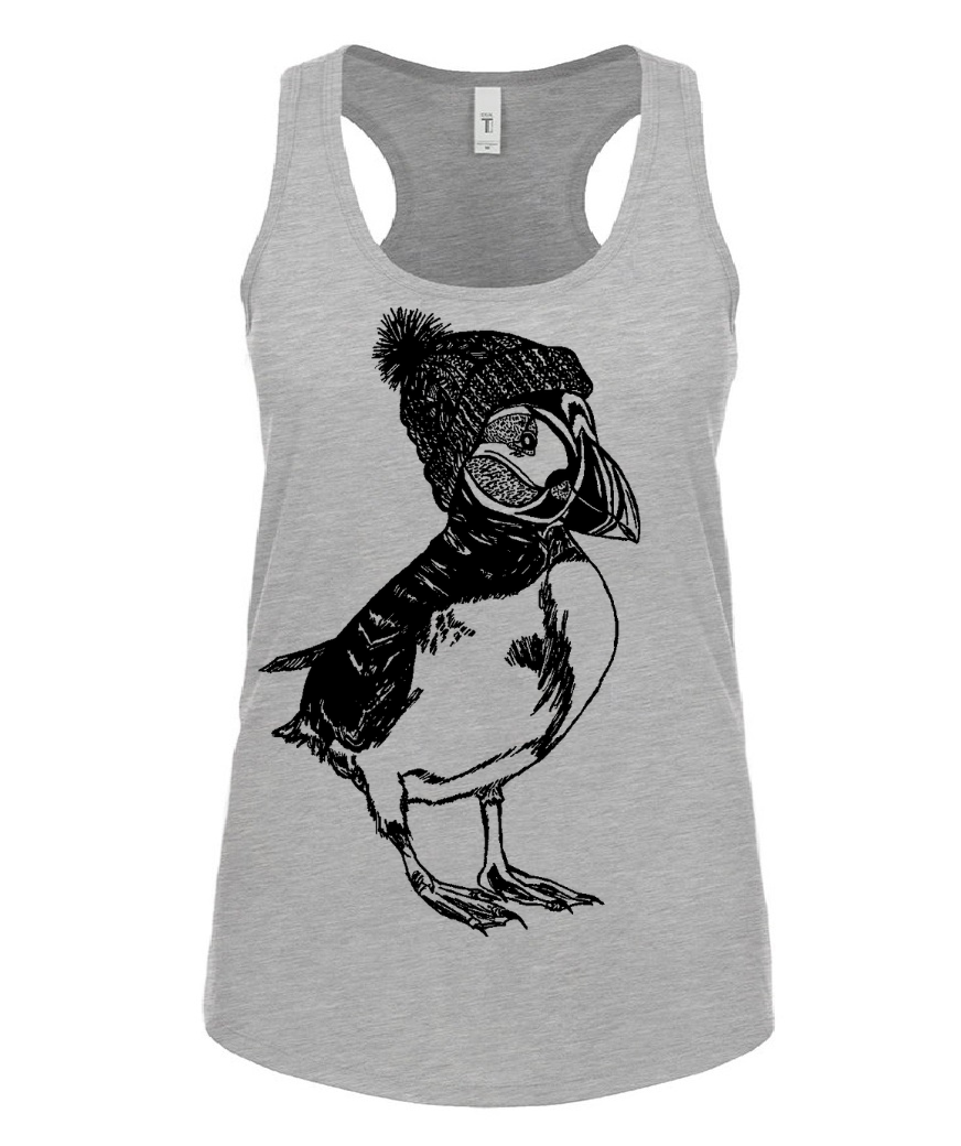 Puffin in a Pom Pom Hat Ladies Tank Top