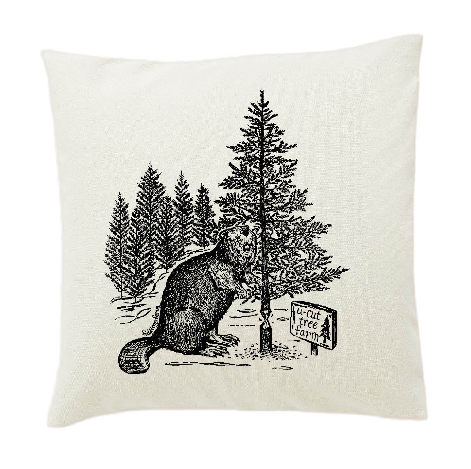 Beaver at U Cut Tree Farm 20 x 20 Cushion Cover – Fiddling Ferns ...