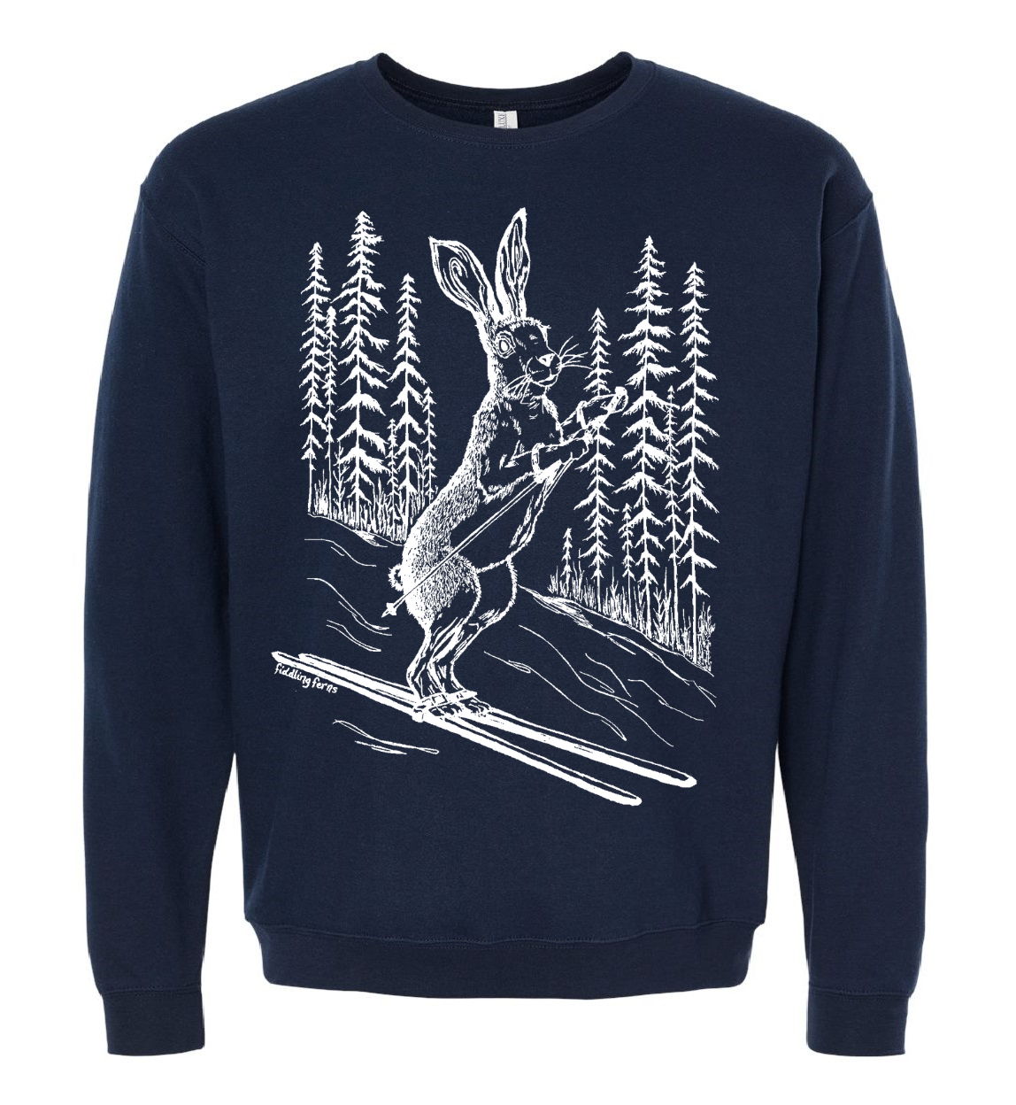 Rabbit Alpine Skiing Unisex Fleece Crewneck