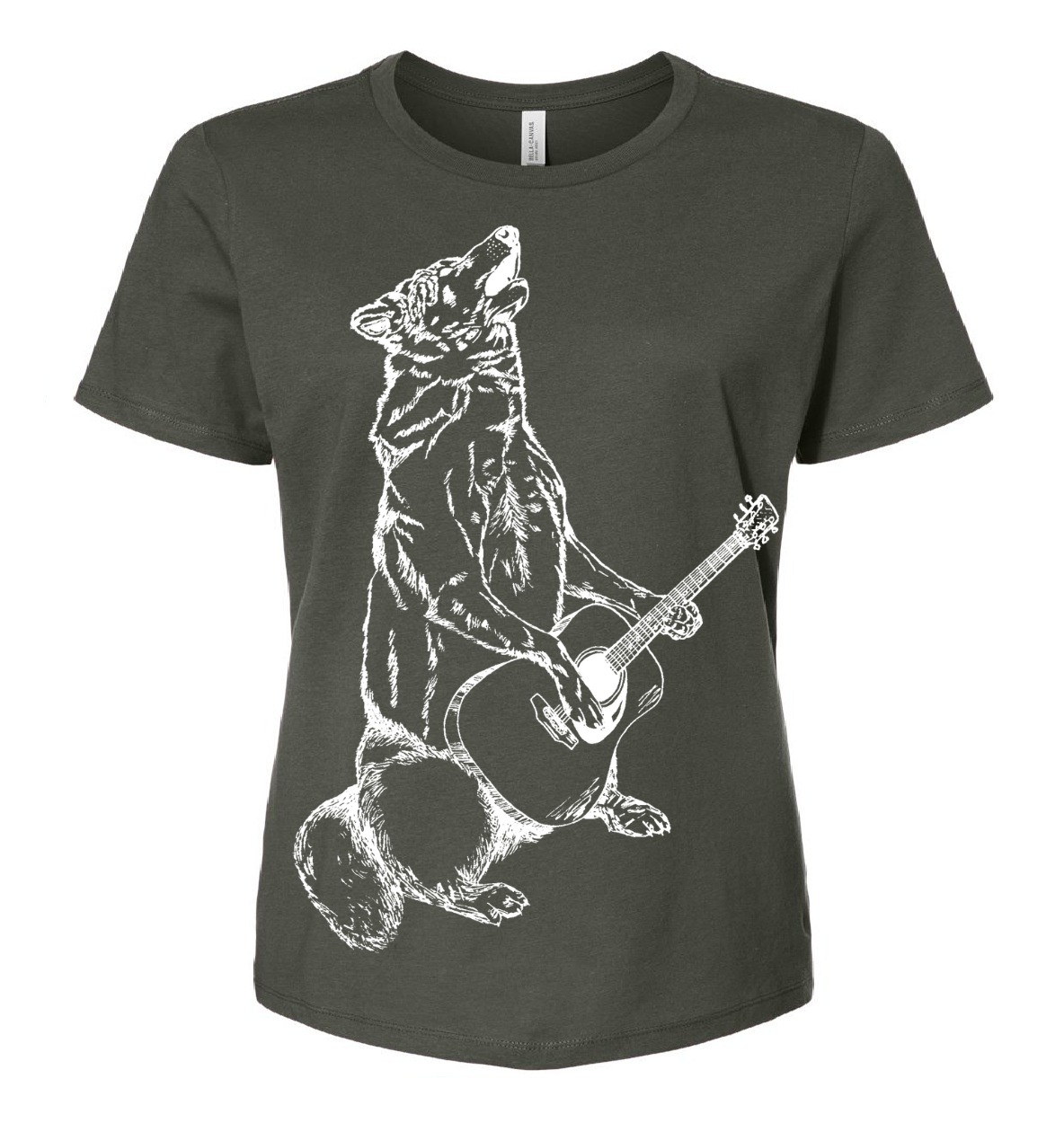 Howling Wolf Playing Guitar Ladies Loose Fit T Shirt