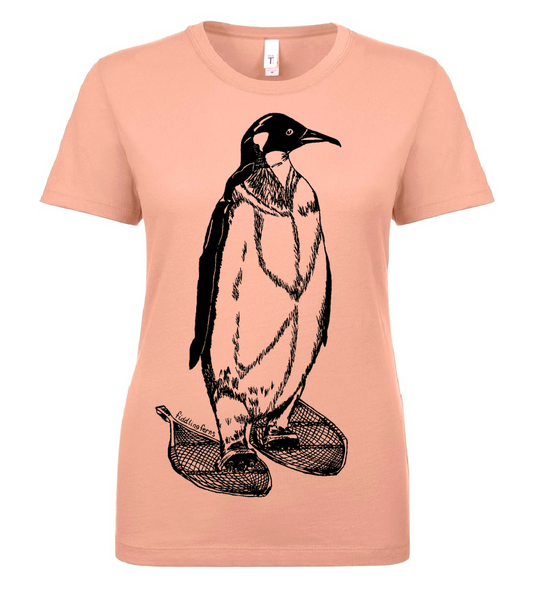 Penguin Wearing Snowshoes Ladies T Shirt