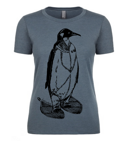 Penguin Wearing Snowshoes Ladies T Shirt