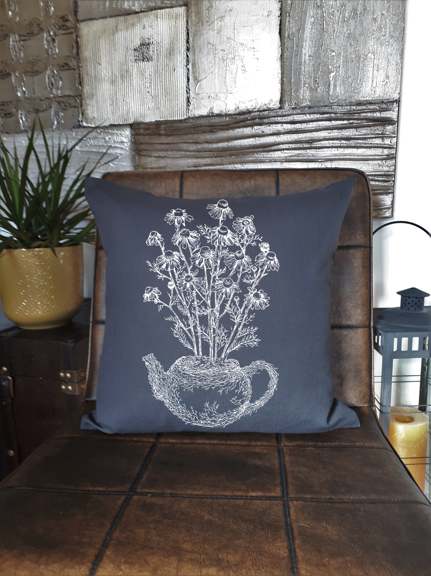 Chamomile Teapot 20 x 20 Cushion Cover