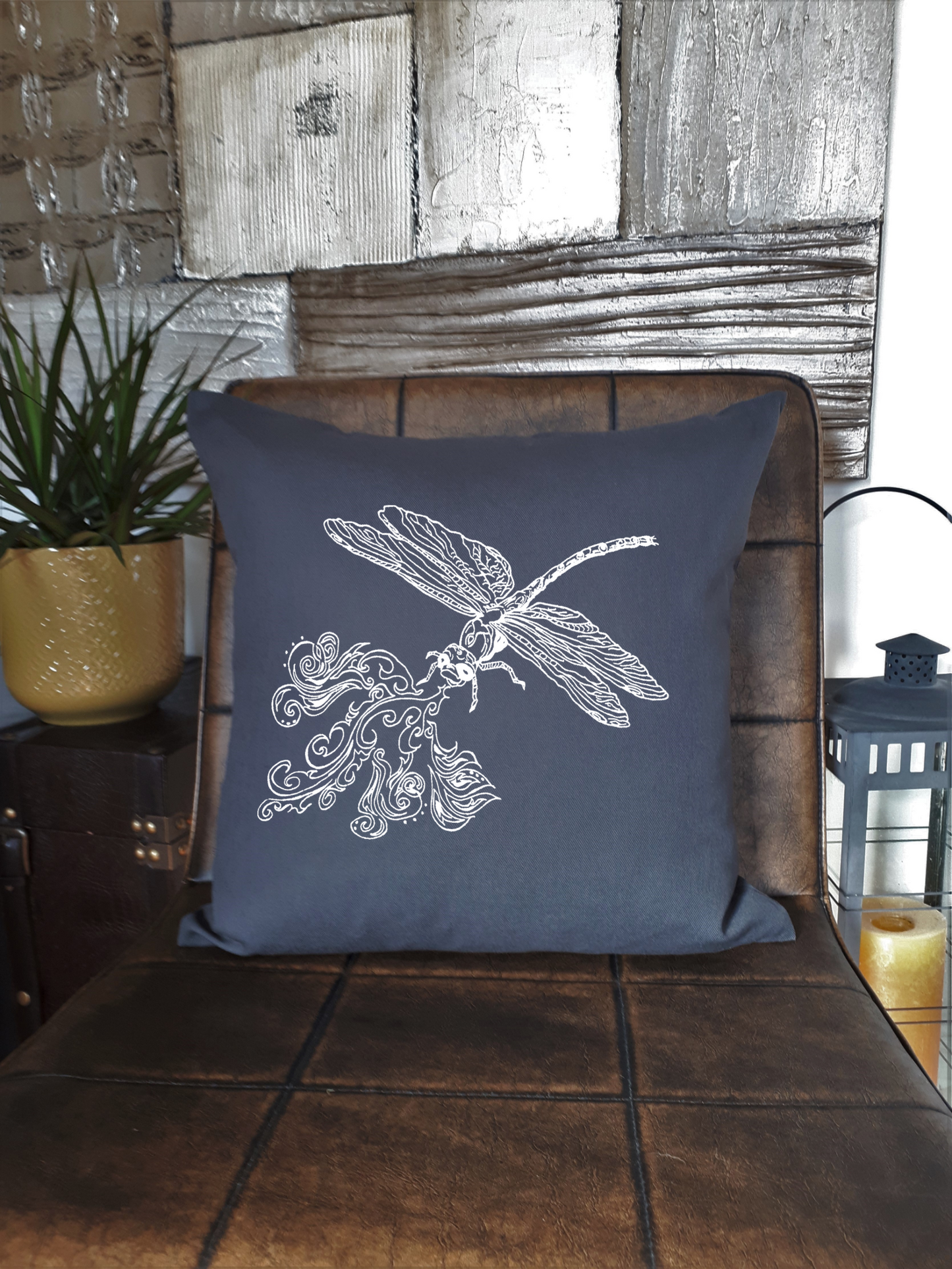 Fire Breathing Dragonfly 20 x 20 Cushion Cover