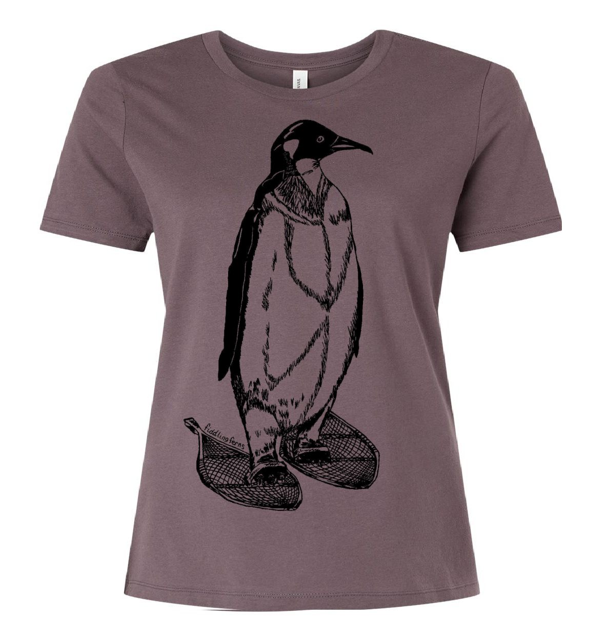 Penguin Wearing Snowshoes Ladies Loose Fit T Shirt
