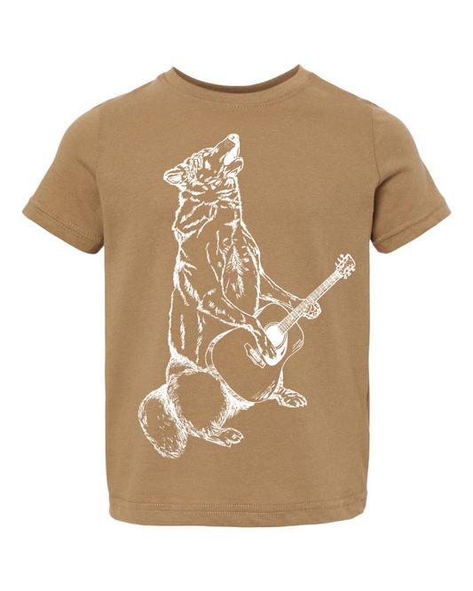 Howling Wolf Playing Guitar Toddler Tee