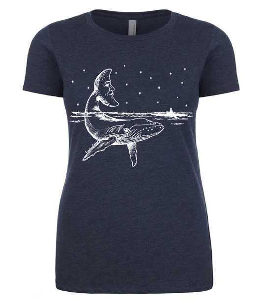 Whale with a Moon Tail Ladies T Shirt