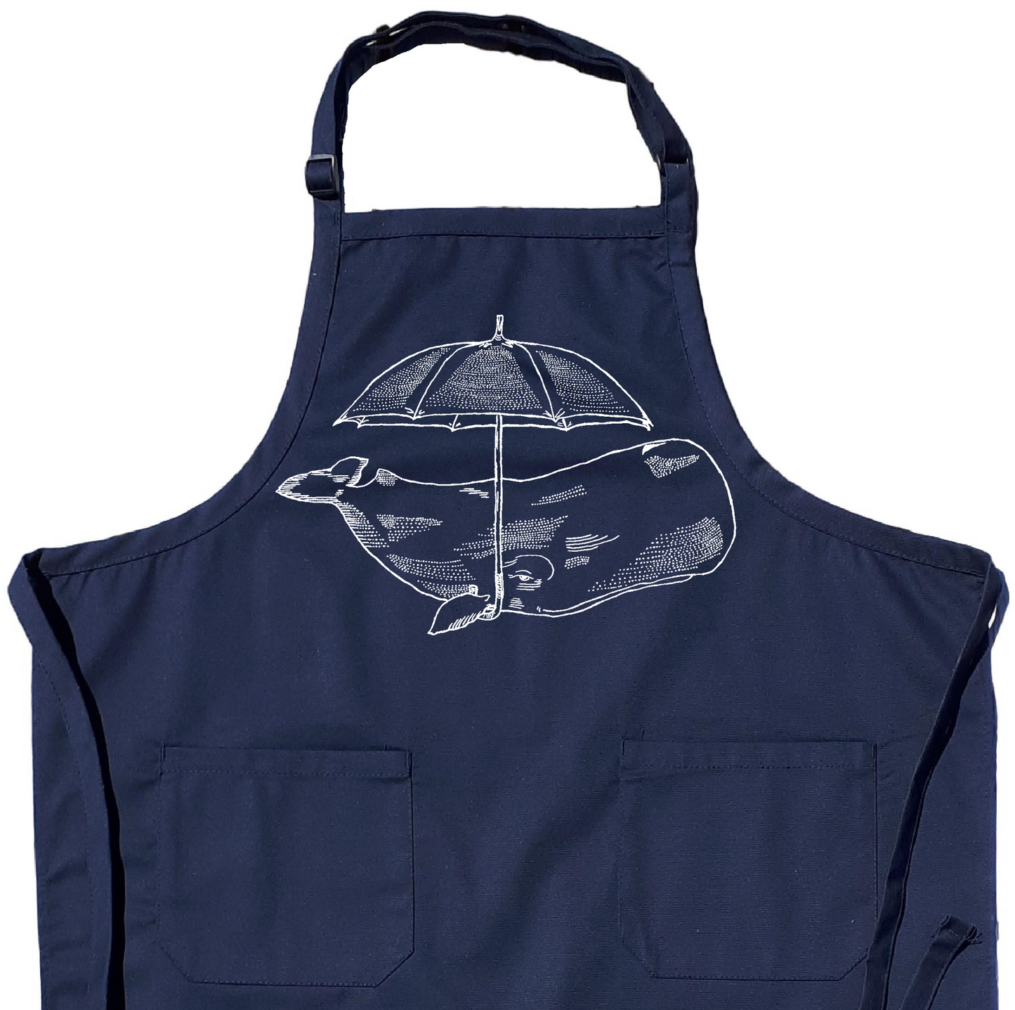 Whale with an Umbrella Chef's Apron with Pockets