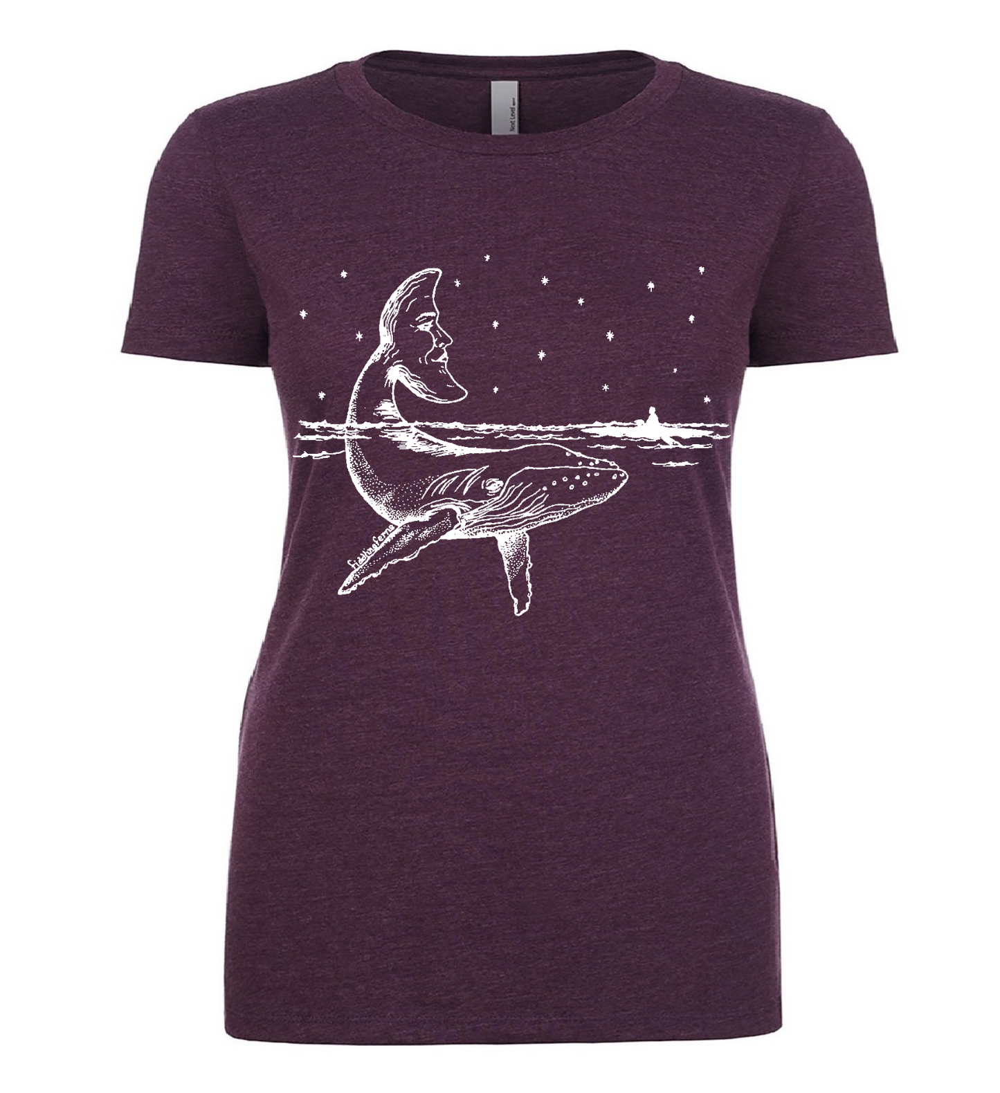 Whale with a Moon Tail Ladies T Shirt