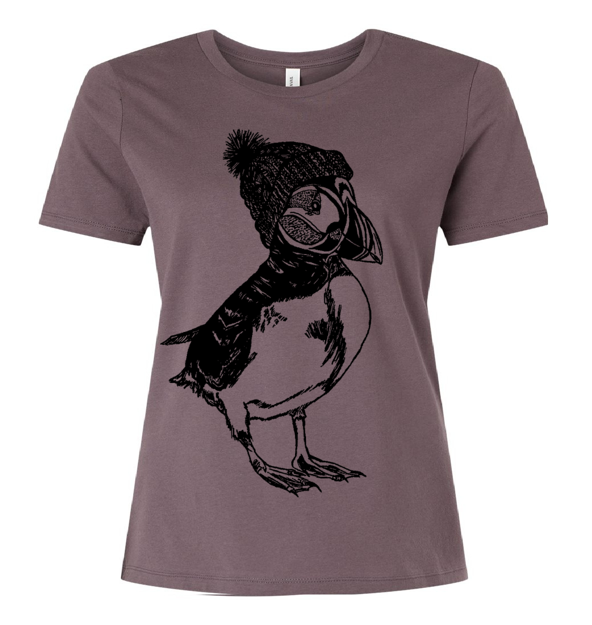 Puffin Wearing a Pom Pom Hat Ladies Loose Fit T Shirt