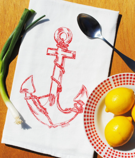 Classic Anchor Flour Sack Tea Towel