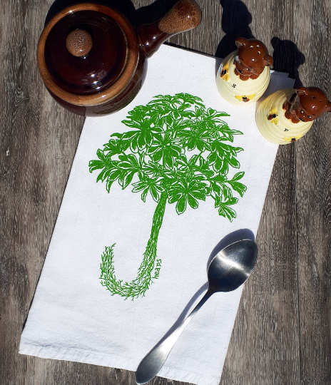 Umbrella Tree Flour Sack Tea Towel