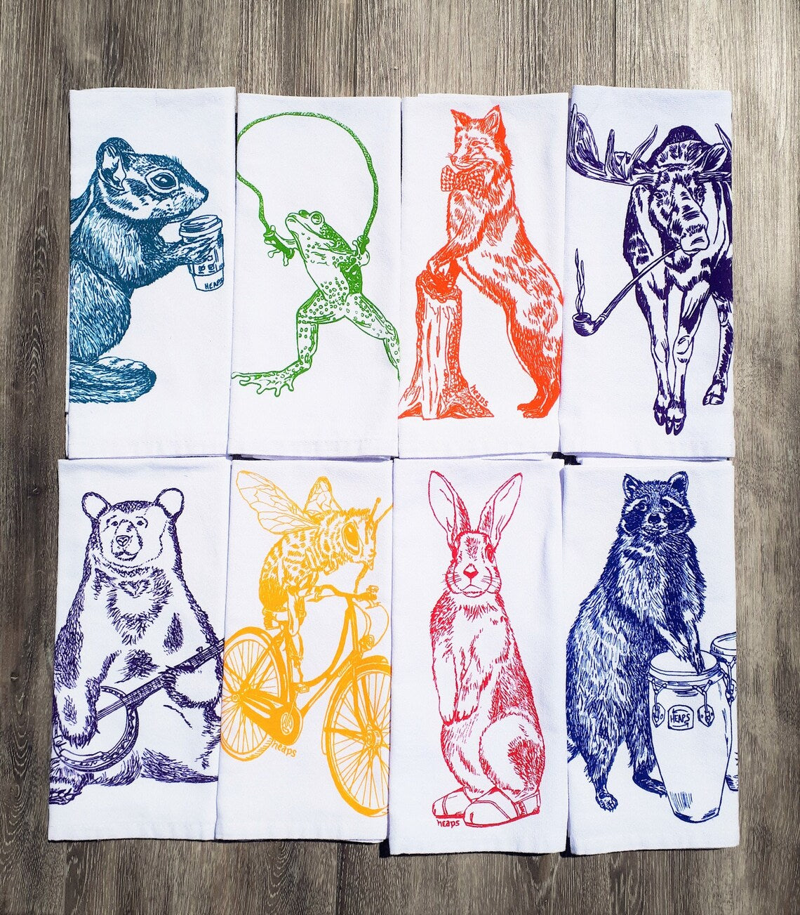 Set of 8 Forest Animal Napkins Bright