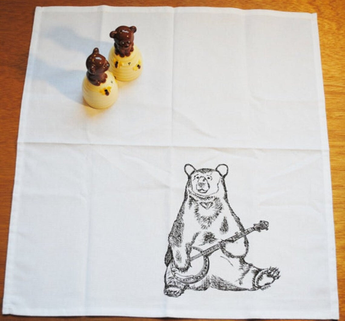 Set of 8 Forest Animal Napkins Brown Ink