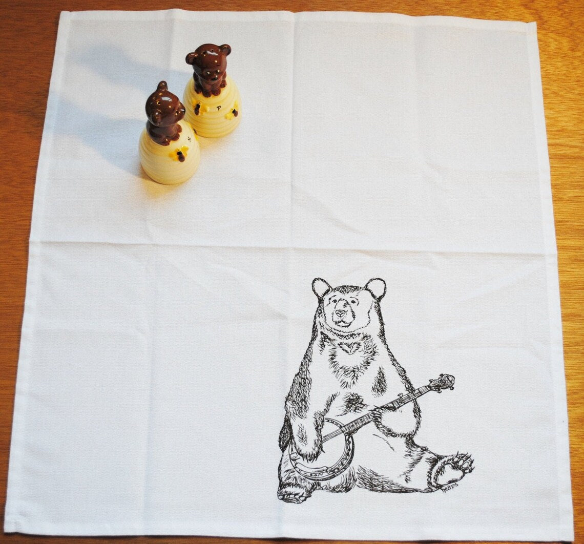 Set of 8 Forest Animal Napkins Dark Ink