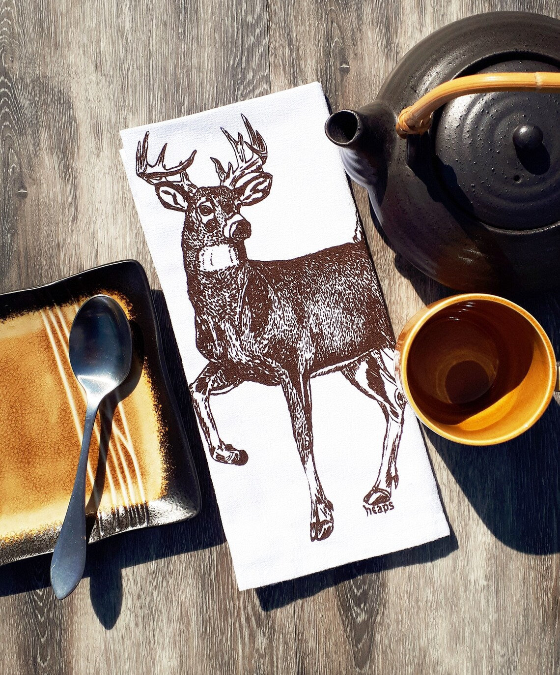 Set of 8 Forest Animal Napkins Brown Ink