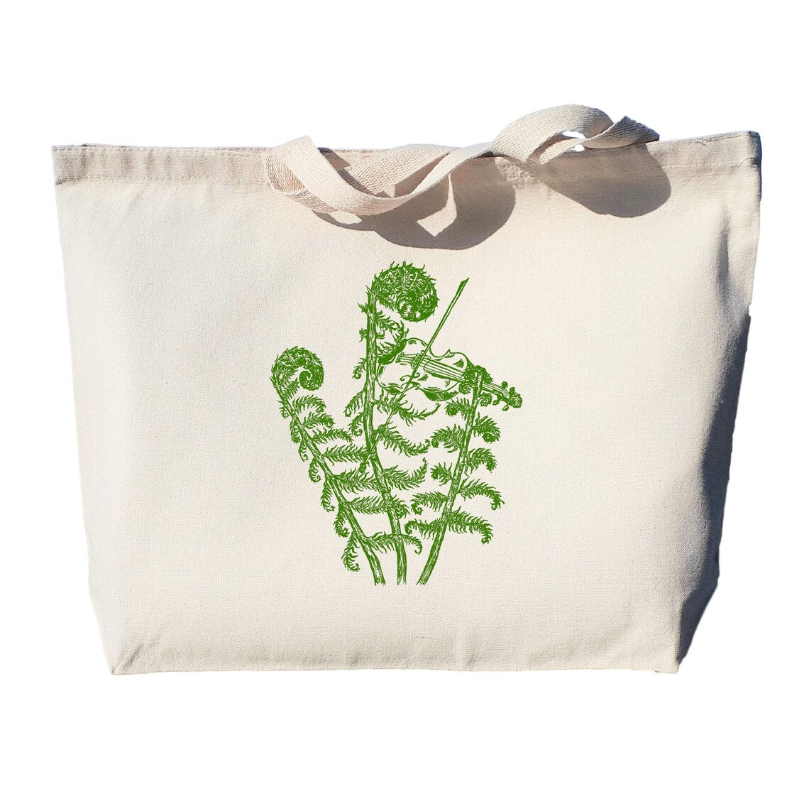 Fiddling Fiddleheads Large Heavyweight Canvas Tote