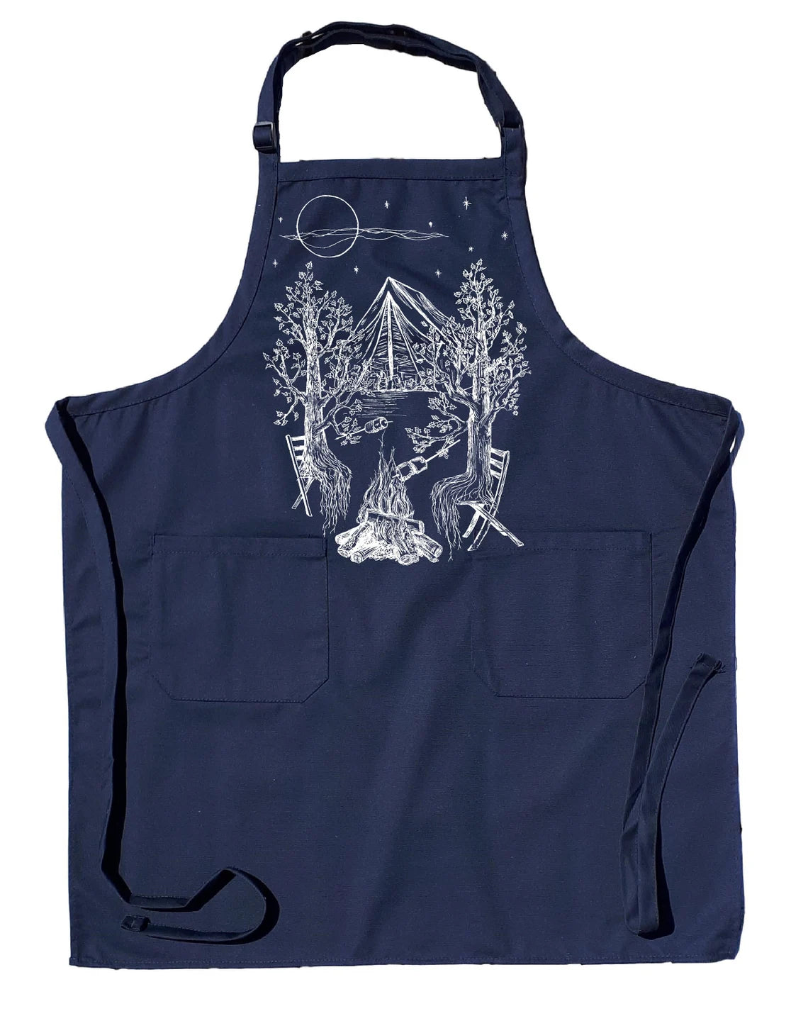 Camping Trees Chef Apron with Pockets