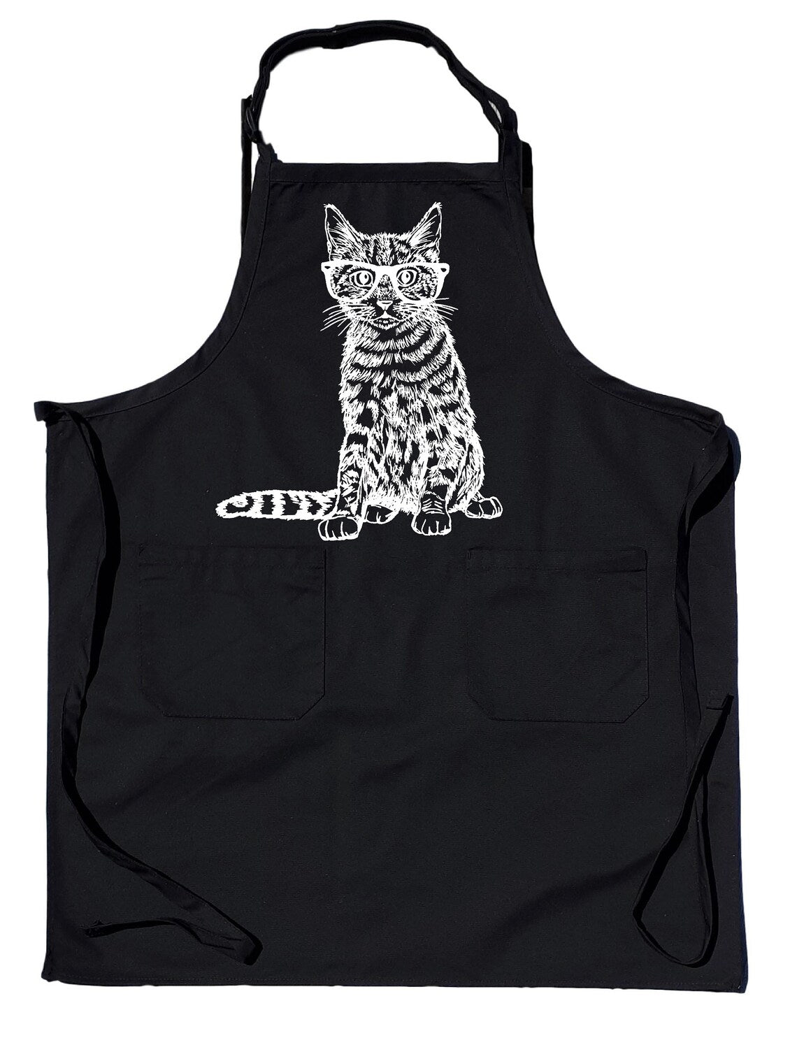 Cat with Glasses Chef's Apron with Pockets