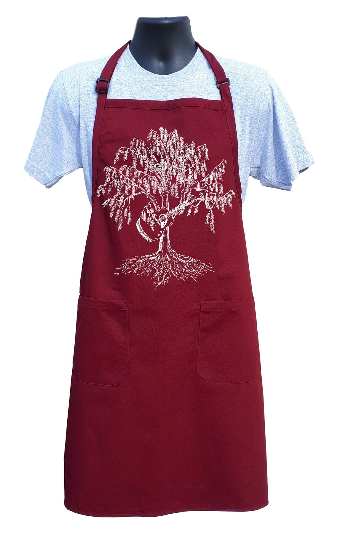 Weeping Willow Guitar Chef's Apron with Pockets