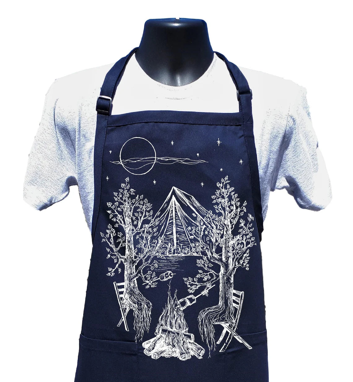 Camping Trees Chef Apron with Pockets