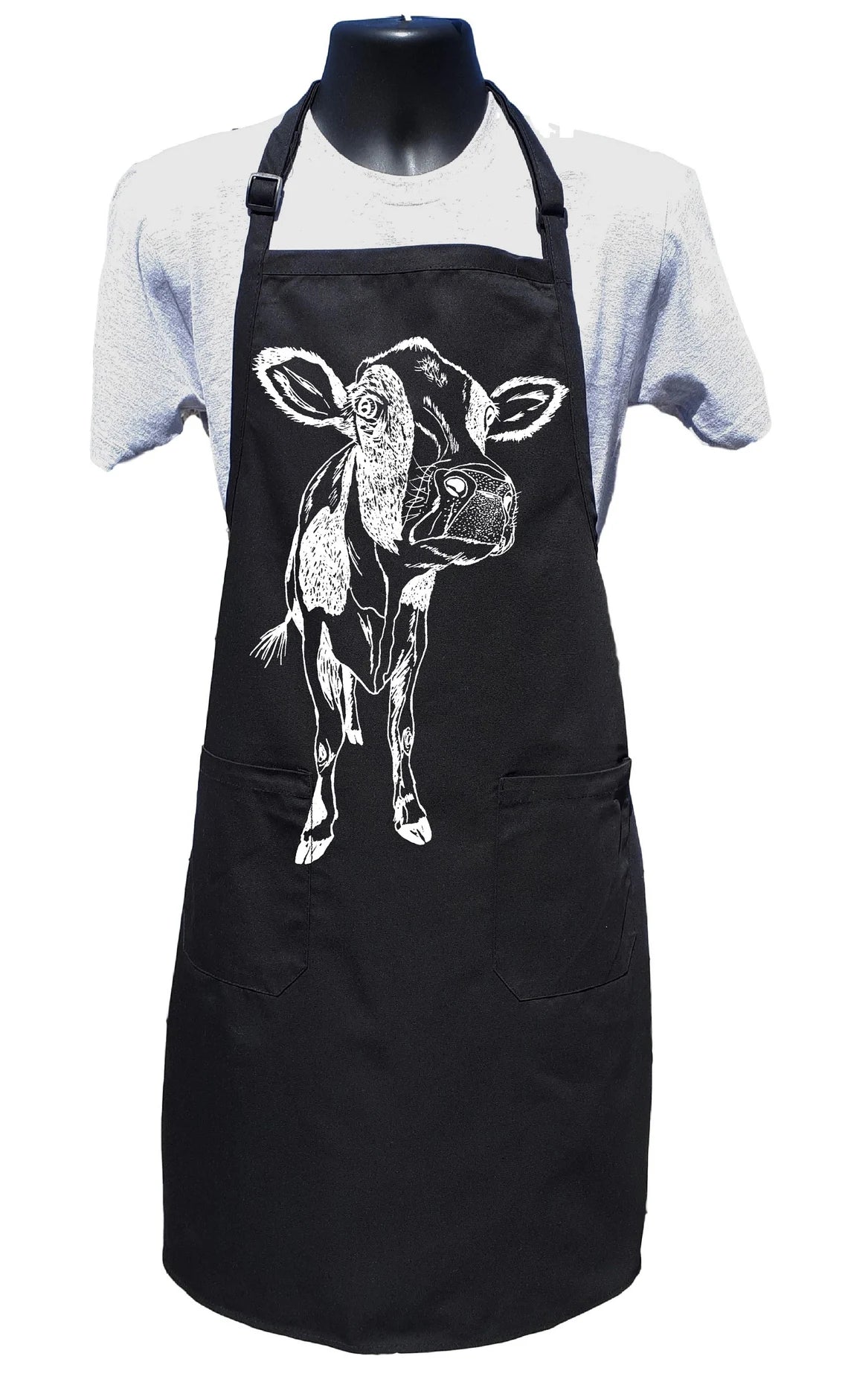 Close Up Cow Chef Apron with Pockets