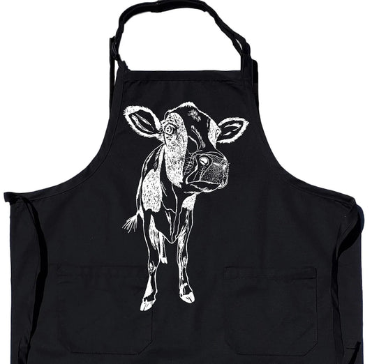 Close Up Cow Chef Apron with Pockets