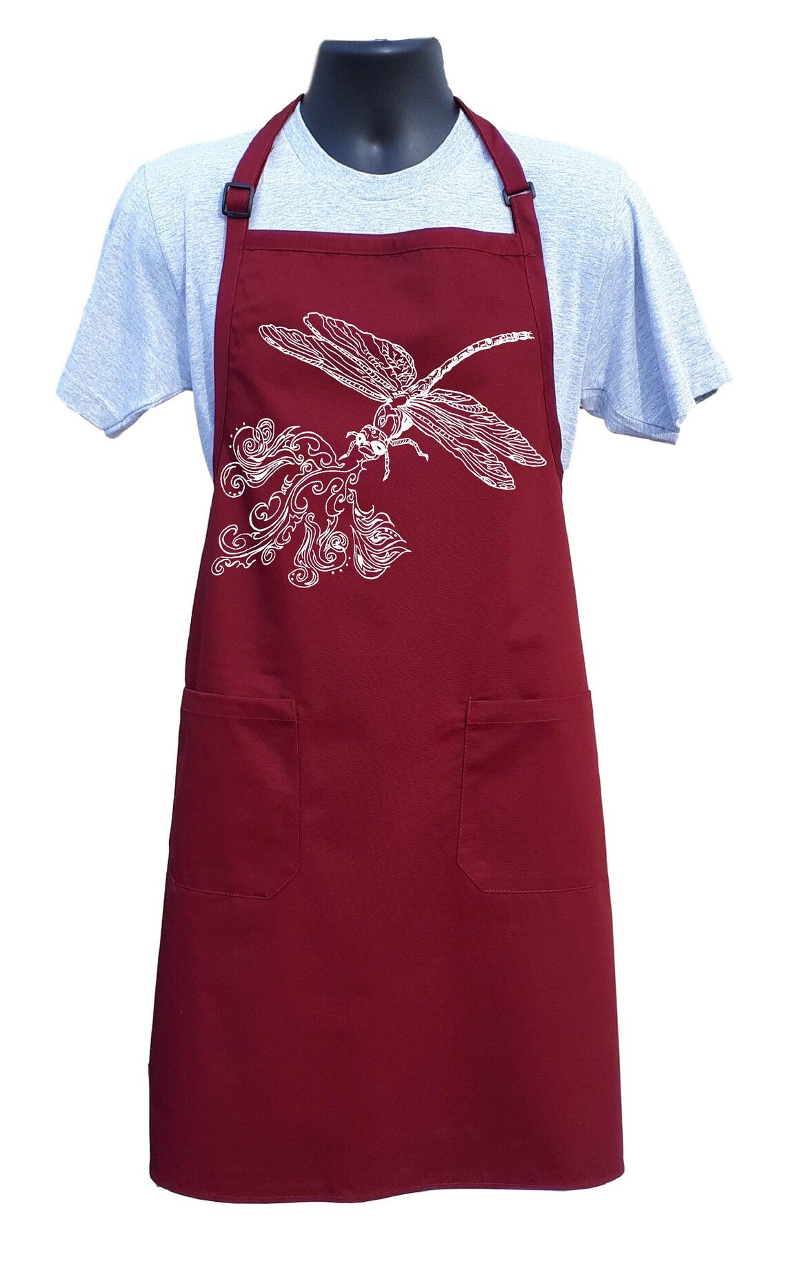 Fire Breathing Dragonfly Chef's Apron with Pockets