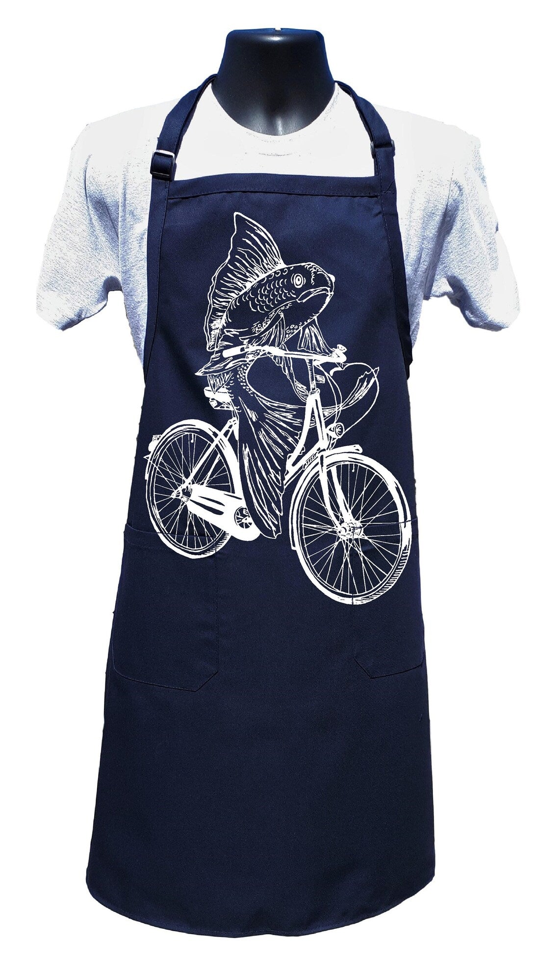 Fish on a Bicycle Chef's Apron with Pockets
