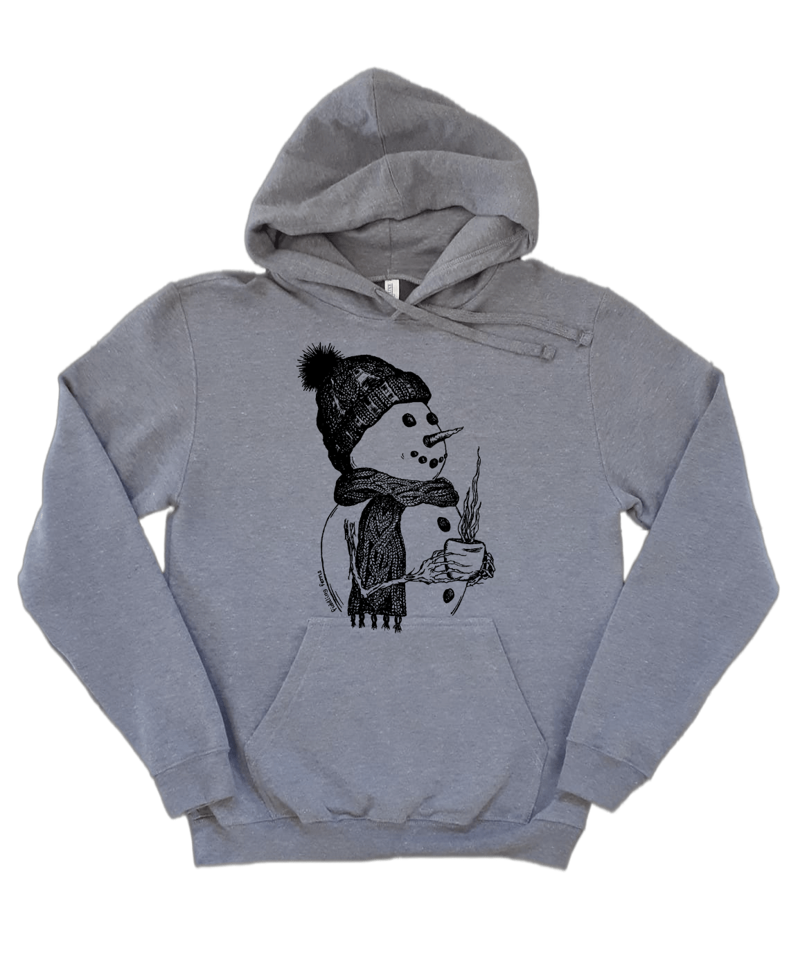 Snowman Drinking Coffee Unisex Fleece Hoodie